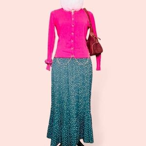 Emerald Polka Dot Maxi Skirt